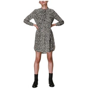 Whistles Piper Abstract Fleck Mini Dress Black Cream Size 4